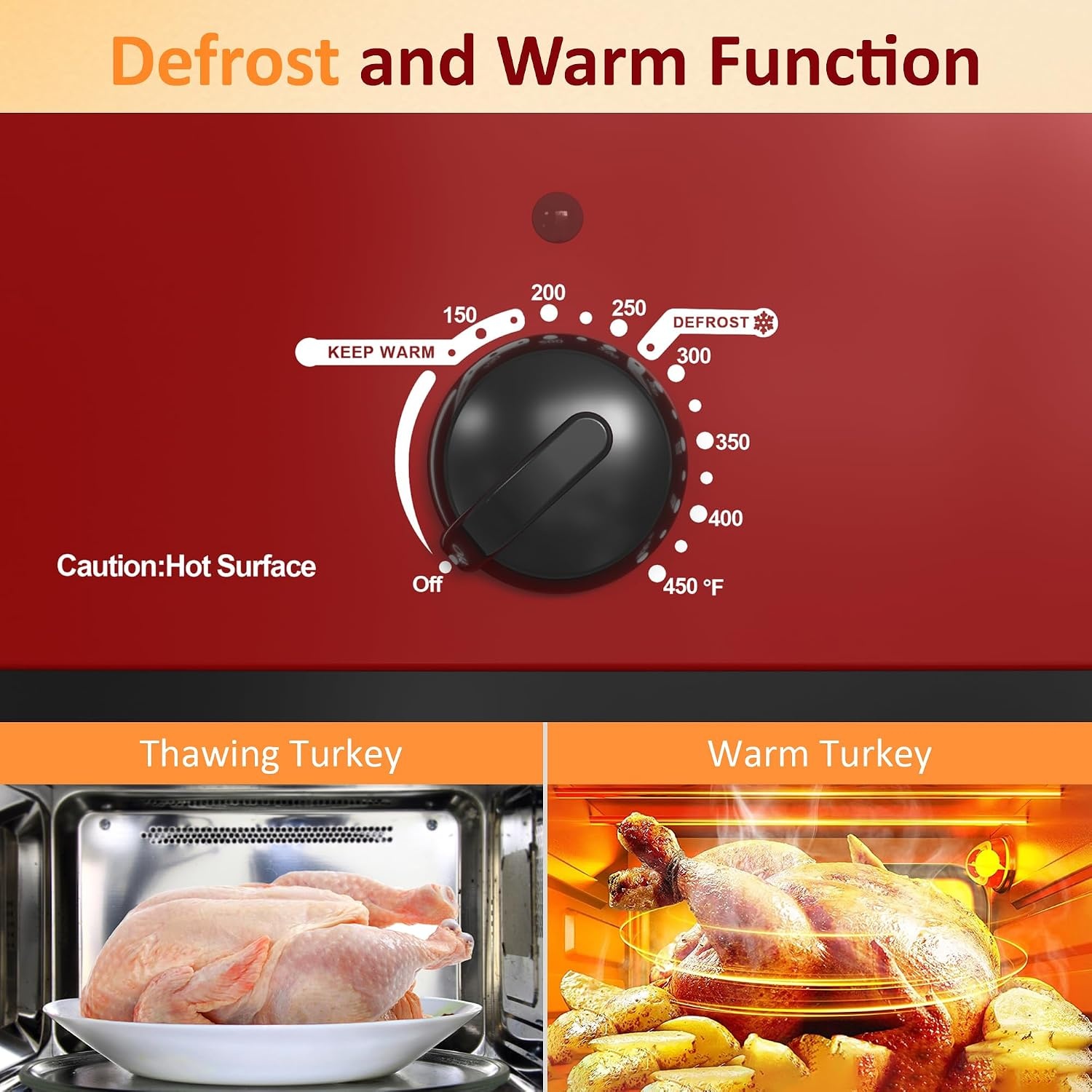 image:imageSunvivi Electric Roaster18 Quart Roasting Oven with SelfBasting Lid Removable PanTurkey Roaster Oven with 150 to 450F Temperature Control CoolTouch HandlesBlackRed