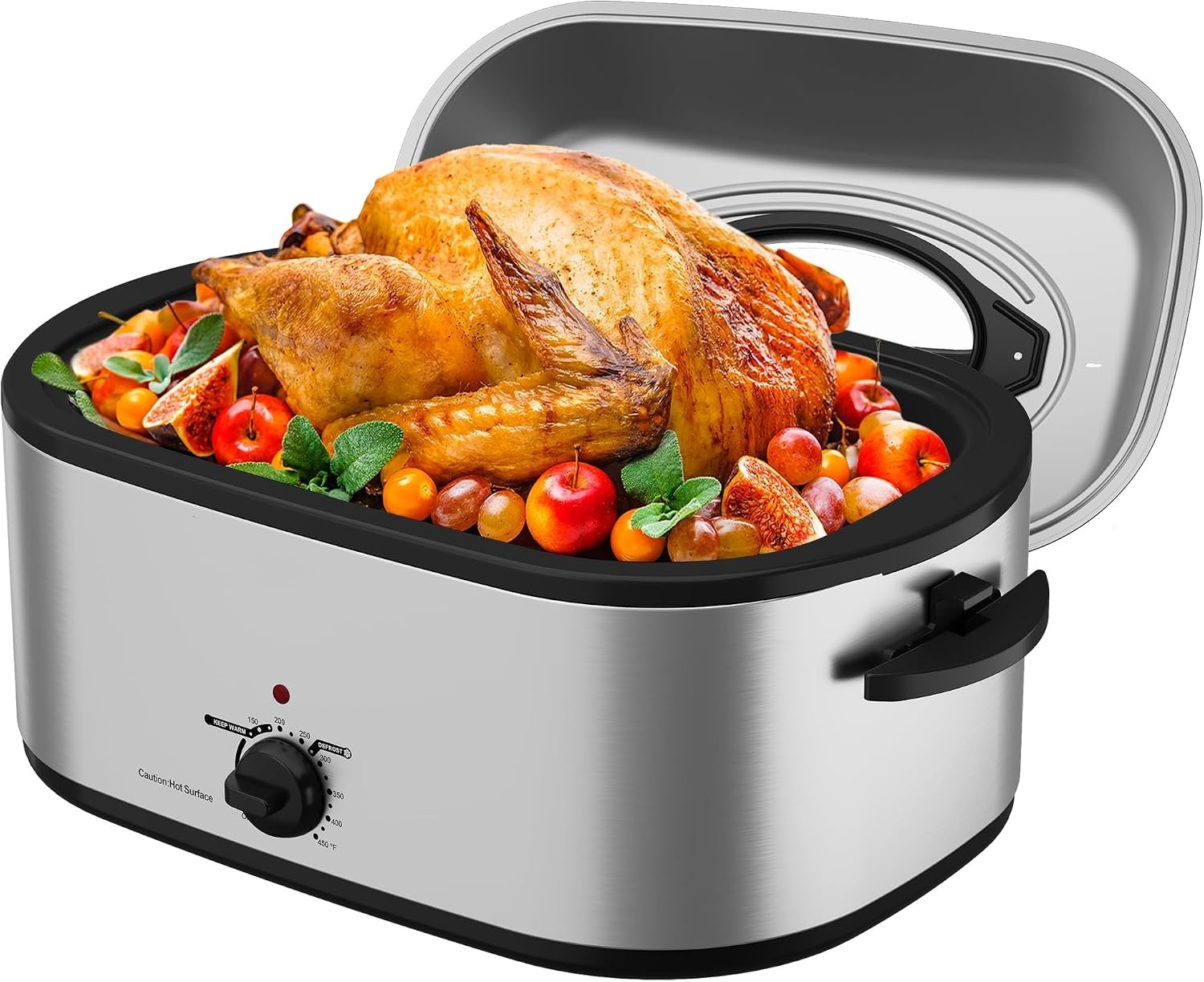 image:imageSunvivi Electric Roaster18 Quart Roasting Oven with SelfBasting Lid Removable PanTurkey Roaster Oven with 150 to 450F Temperature Control CoolTouch HandlesBlackSilver