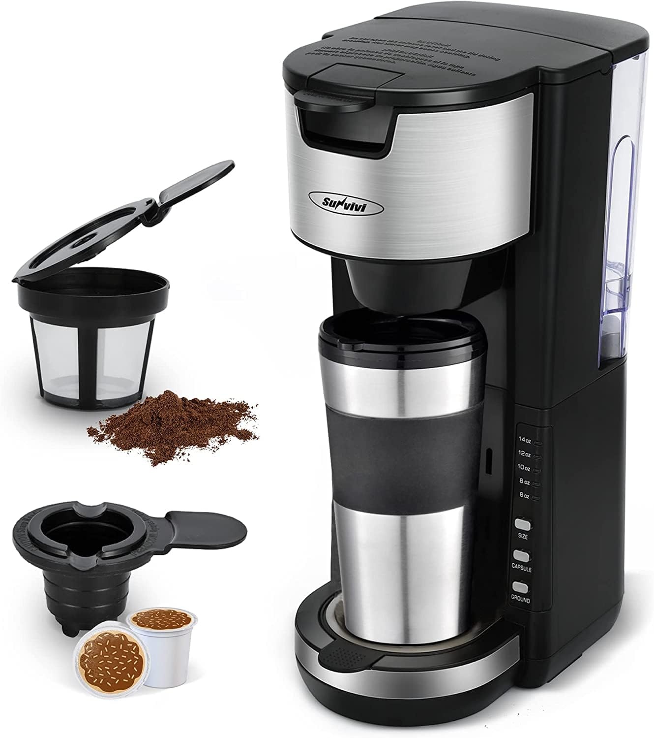 image:imageSunvivi Reusable Capsule Cup Coffee Filters Single Cup Coffee Pod Filters Refillable Single Cup Permanent Coffee Filter Compatible with Sunvivi 3 in 1 Coffee Maker Dishwasher safe