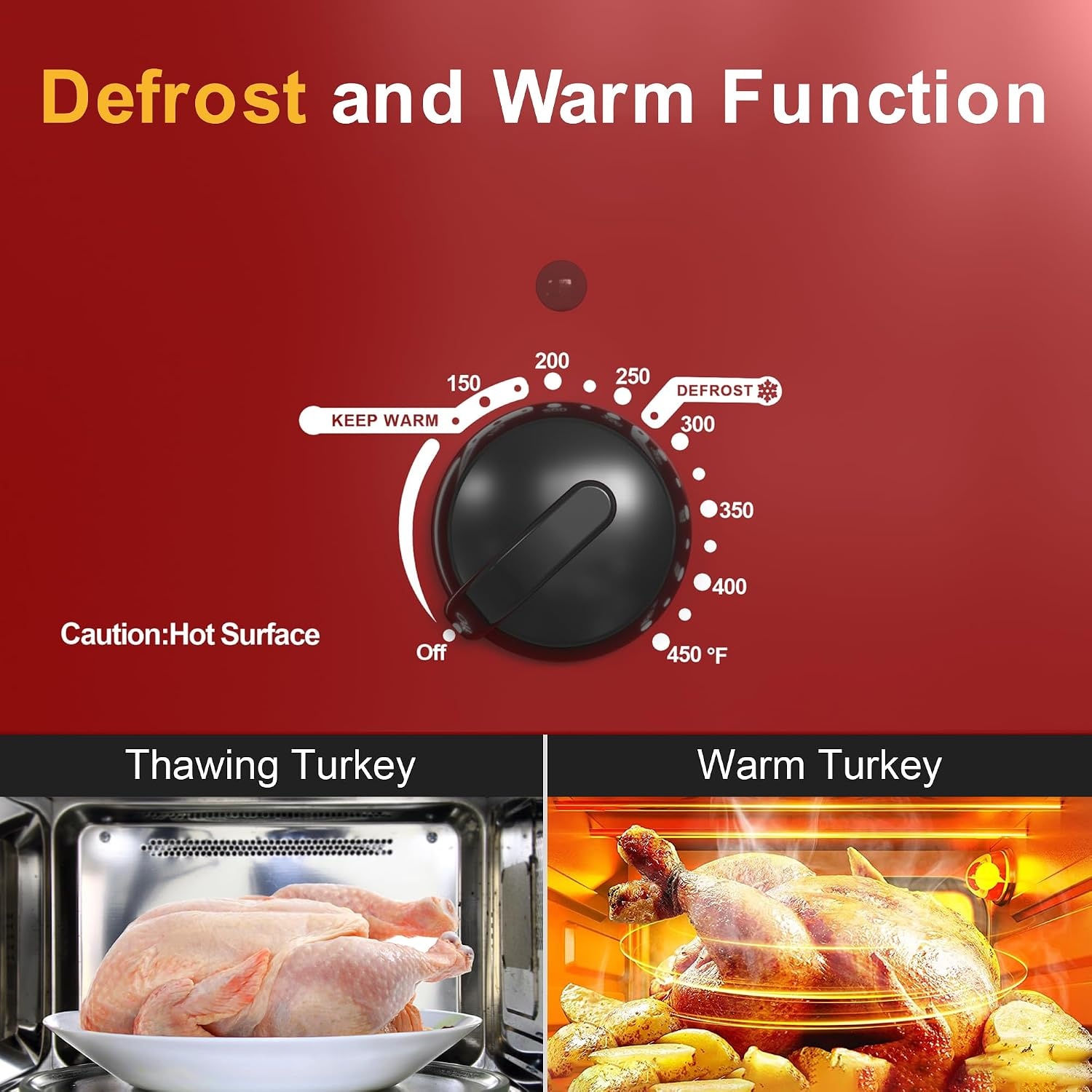 image:imageSunvivi Roaster Oven Electric Roaster Oven with Viewing Lid 28lb 24Quart Turkey Roaster with Unique DefrostWarm Function Large Roaster with Removable Pan amp Rack Stainless Steel WhiteRed