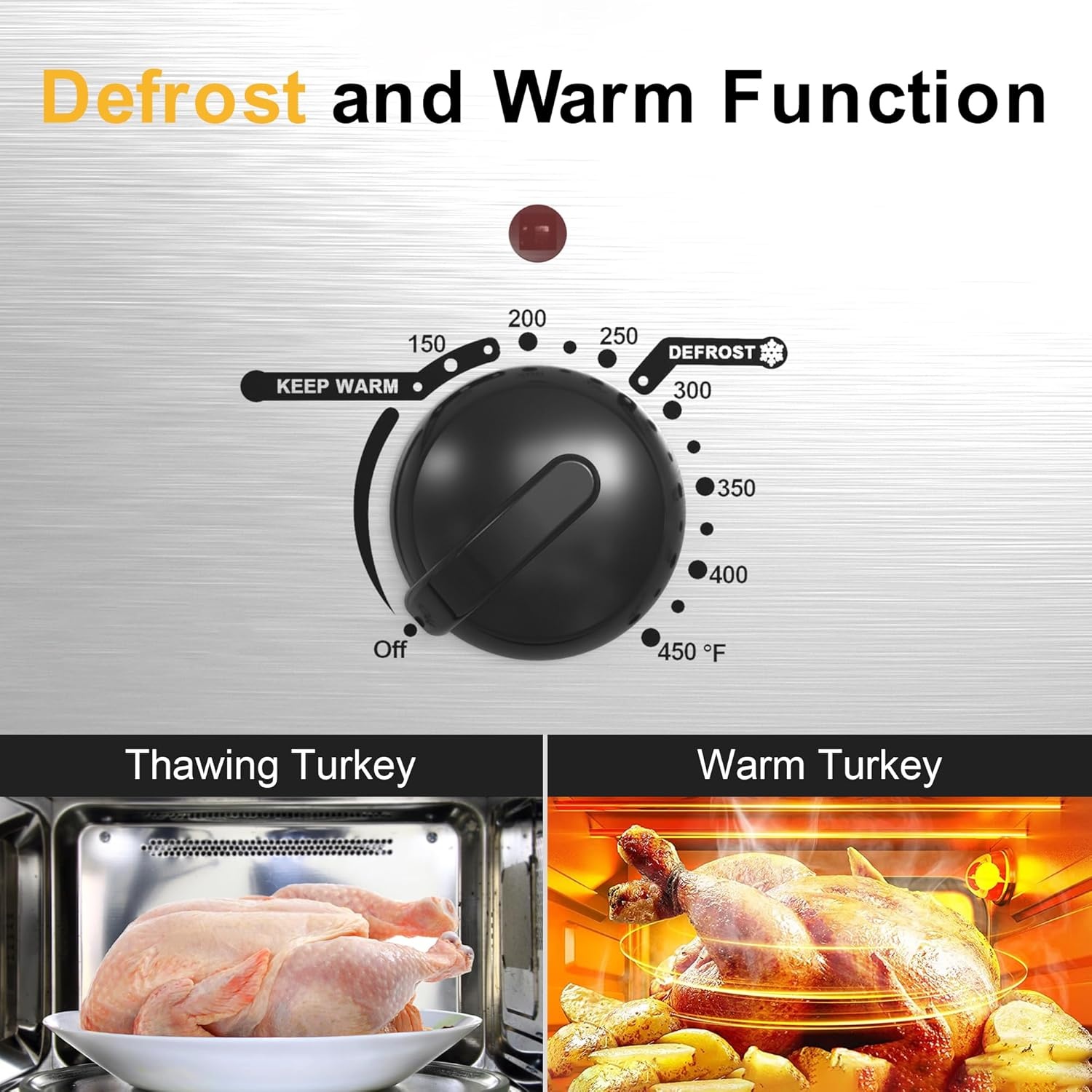 image:imageSunvivi Roaster Oven Electric Roaster Oven with Viewing Lid 28lb 24Quart Turkey Roaster with Unique DefrostWarm Function Large Roaster with Removable Pan amp Rack Stainless Steel WhiteSilver
