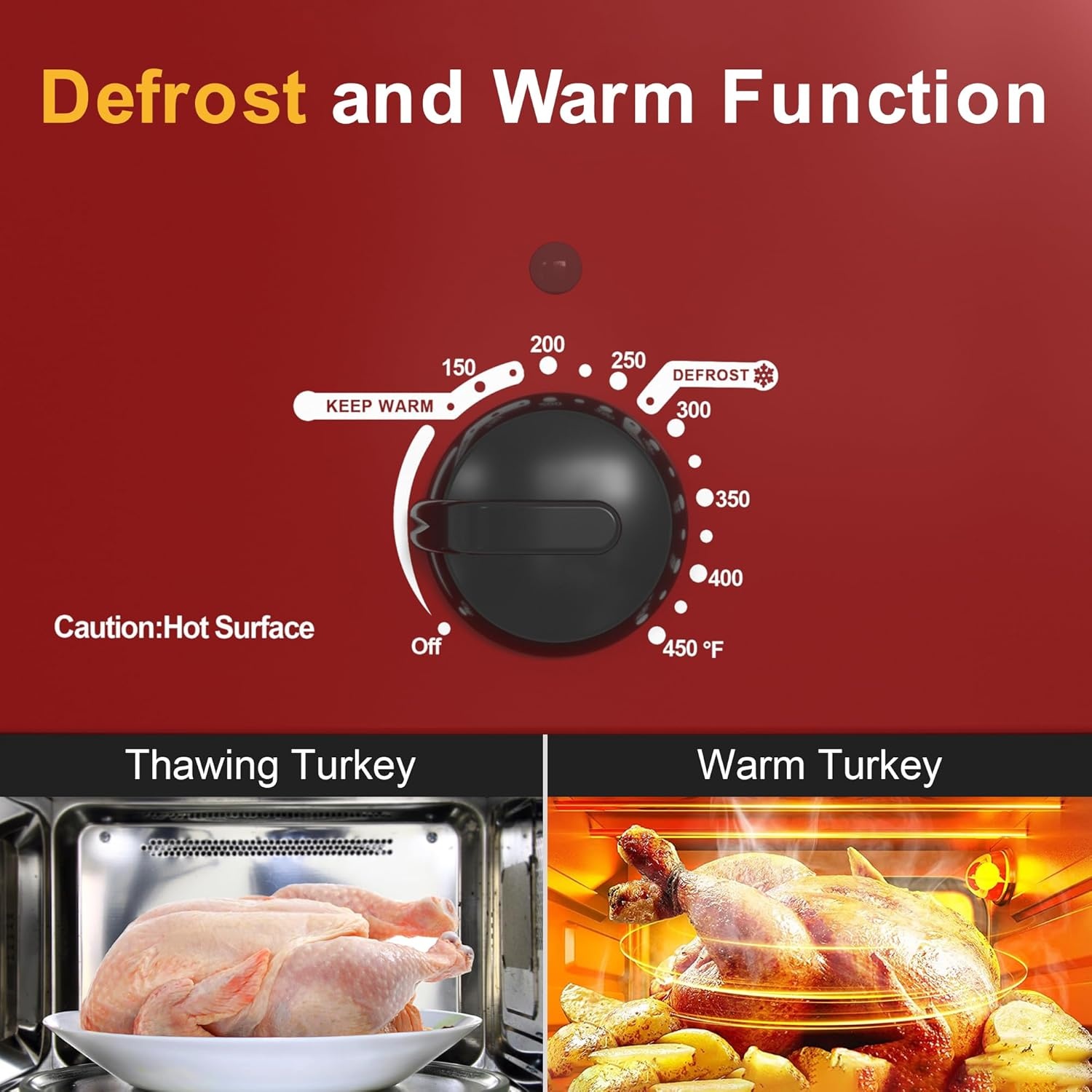 image:imageSunvivi Roaster Oven Electric Roaster Oven with Viewing Lid 28lb 24Quart Turkey Roaster with Unique DefrostWarm Function Large Roaster with Removable Pan amp Rack Stainless Steel WhiteRed