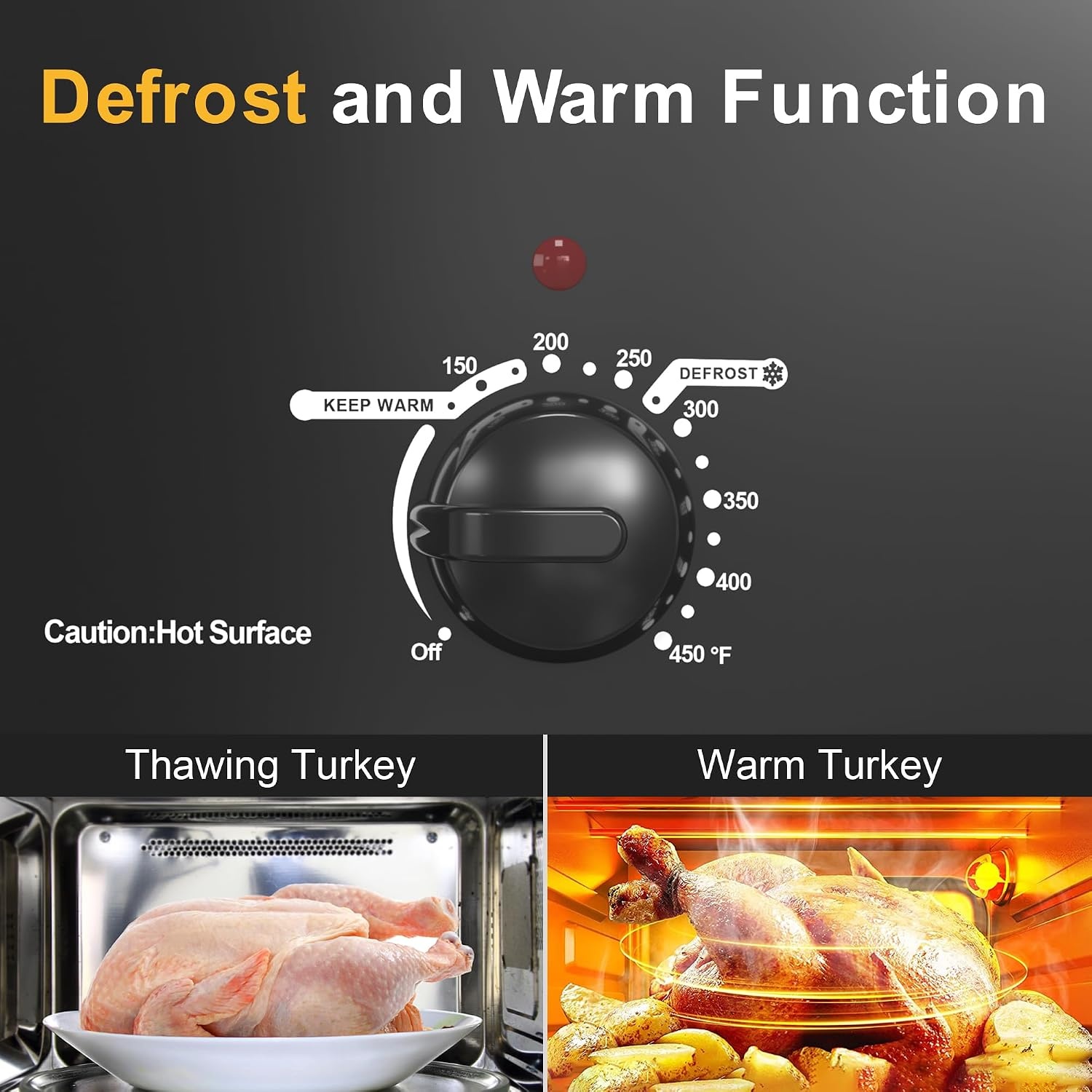 image:imageSunvivi Roaster Oven Electric Roaster Oven with Viewing Lid 28lb 24Quart Turkey Roaster with Unique DefrostWarm Function Large Roaster with Removable Pan amp Rack Stainless Steel WhiteBlack