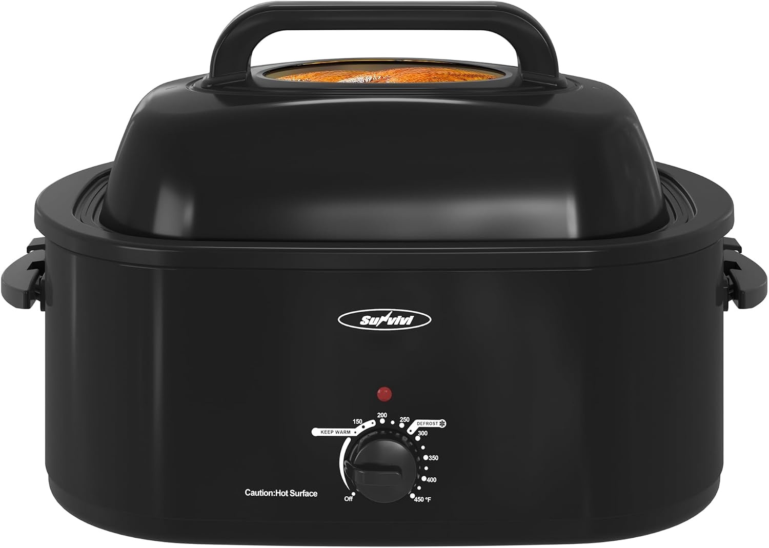 image:imageSunvivi Roaster Oven Electric Roaster Oven with Viewing Lid 28lb 24Quart Turkey Roaster with Unique DefrostWarm Function Large Roaster with Removable Pan amp Rack Stainless Steel WhiteBlack