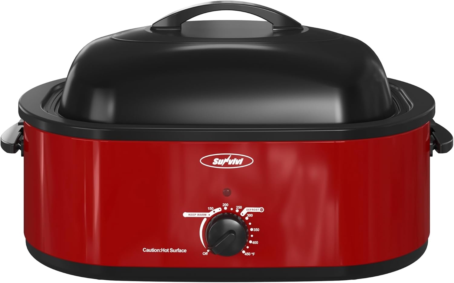 image:imageSunvivi Roaster Oven Electric Roaster Oven with Viewing Lid 28lb 24Quart Turkey Roaster with Unique DefrostWarm Function Large Roaster with Removable Pan amp Rack Stainless Steel WhiteRed