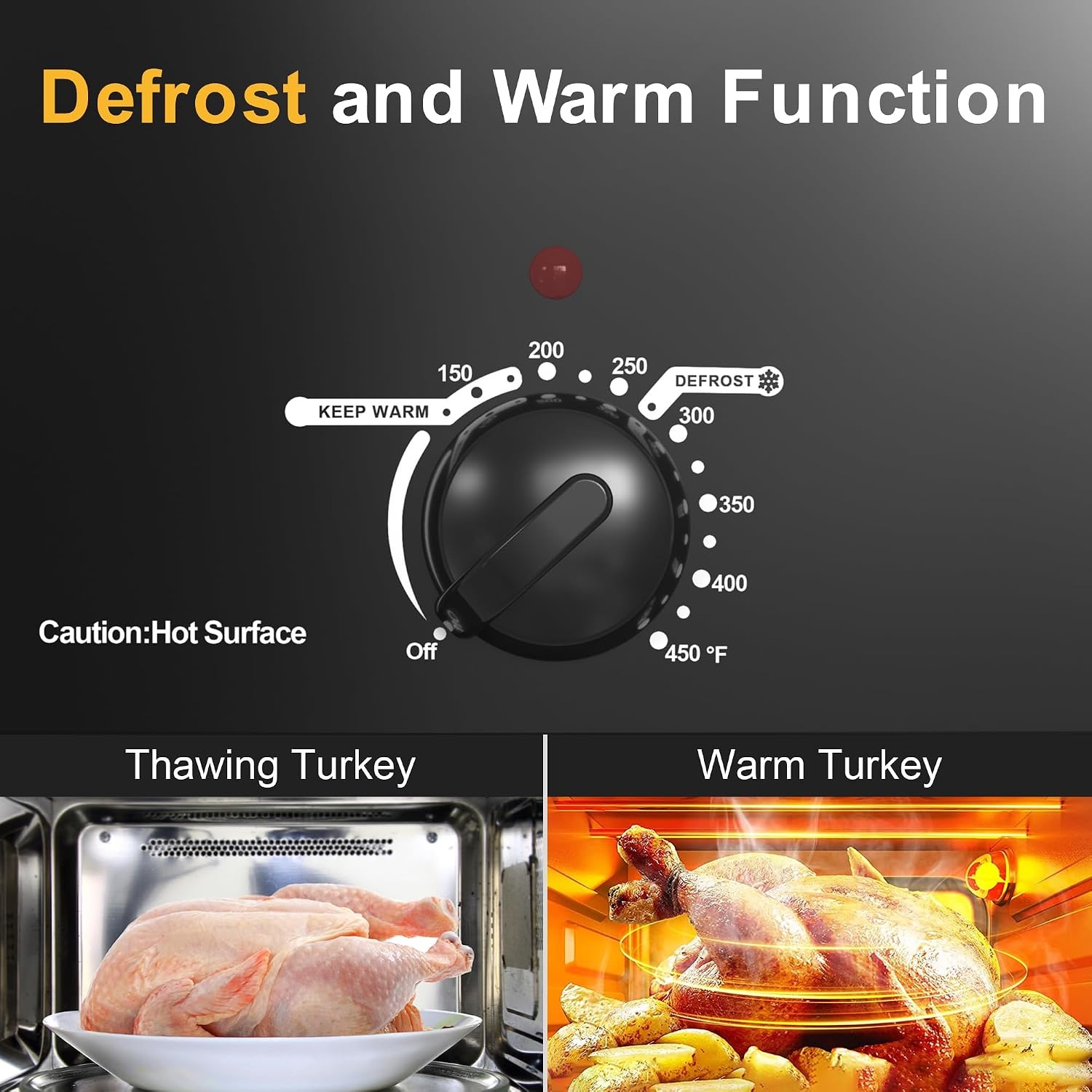 image:imageSunvivi Roaster Oven Electric Roaster Oven with Viewing Lid 28lb 24Quart Turkey Roaster with Unique DefrostWarm Function Large Roaster with Removable Pan amp Rack Stainless Steel WhiteBlack