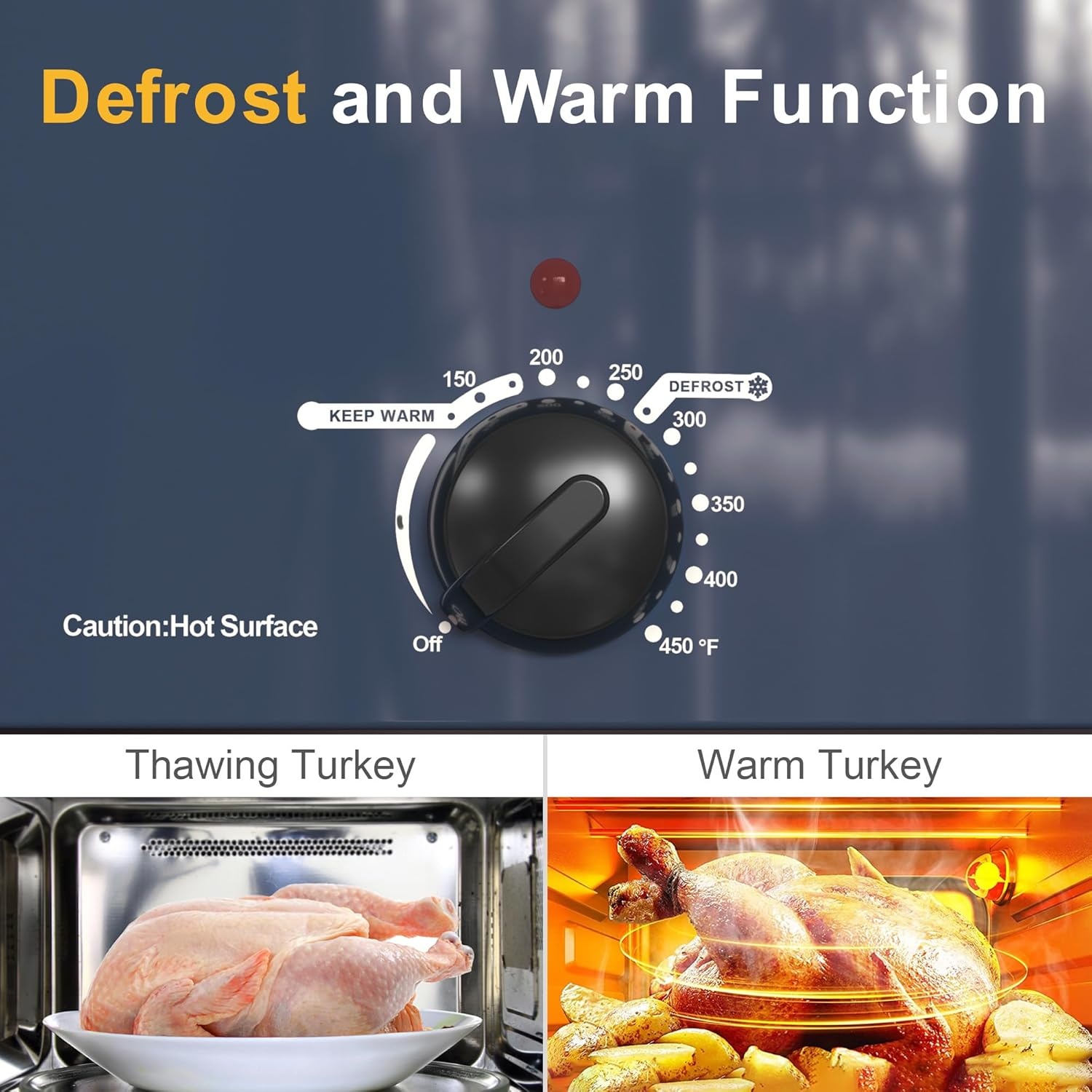 image:imageSunvivi Roaster Oven Electric Roaster Oven with Viewing Lid 28lb 24Quart Turkey Roaster with Unique DefrostWarm Function Large Roaster with Removable Pan amp Rack Stainless Steel WhiteBlue