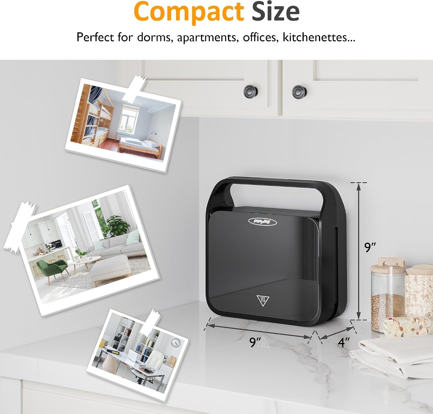 image:imageSunvivi Sandwich Maker Panini Press Waffle Maker with Removable Plates 3 in 1 Sandwich Maker Press with NonStick Plates Indicator Lights amp Cool Touch Handle 750W BlackBlackGlassTopA