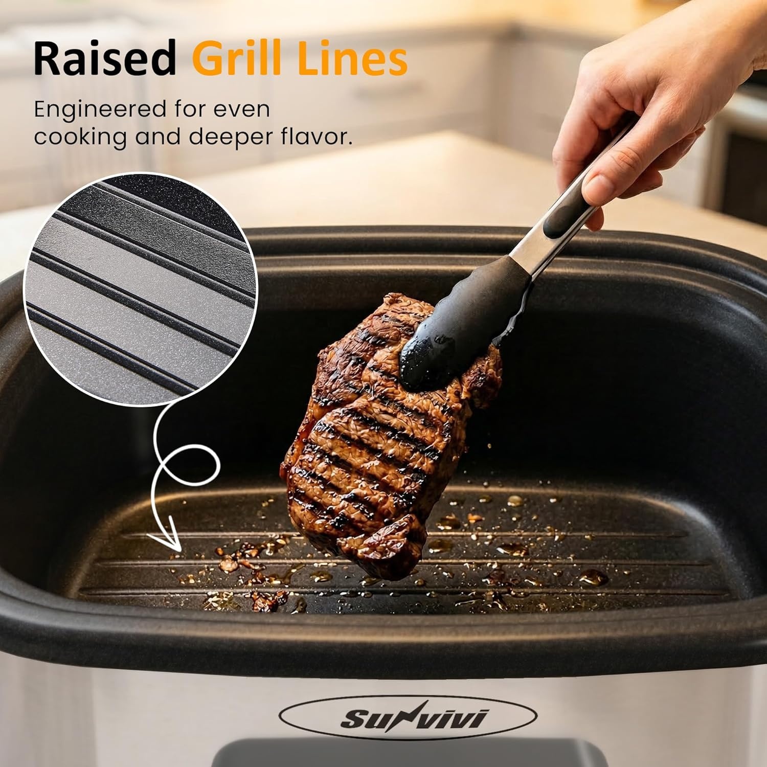 image:imageSunvivi Slow Cooker Roaster Oven 65 Quart 11 in 1 Programmable MultiCooker with Digital Timer Temp Control Keep Warm Removable Nonstick Pot amp DishwasherSafe Glass Lid Sliver