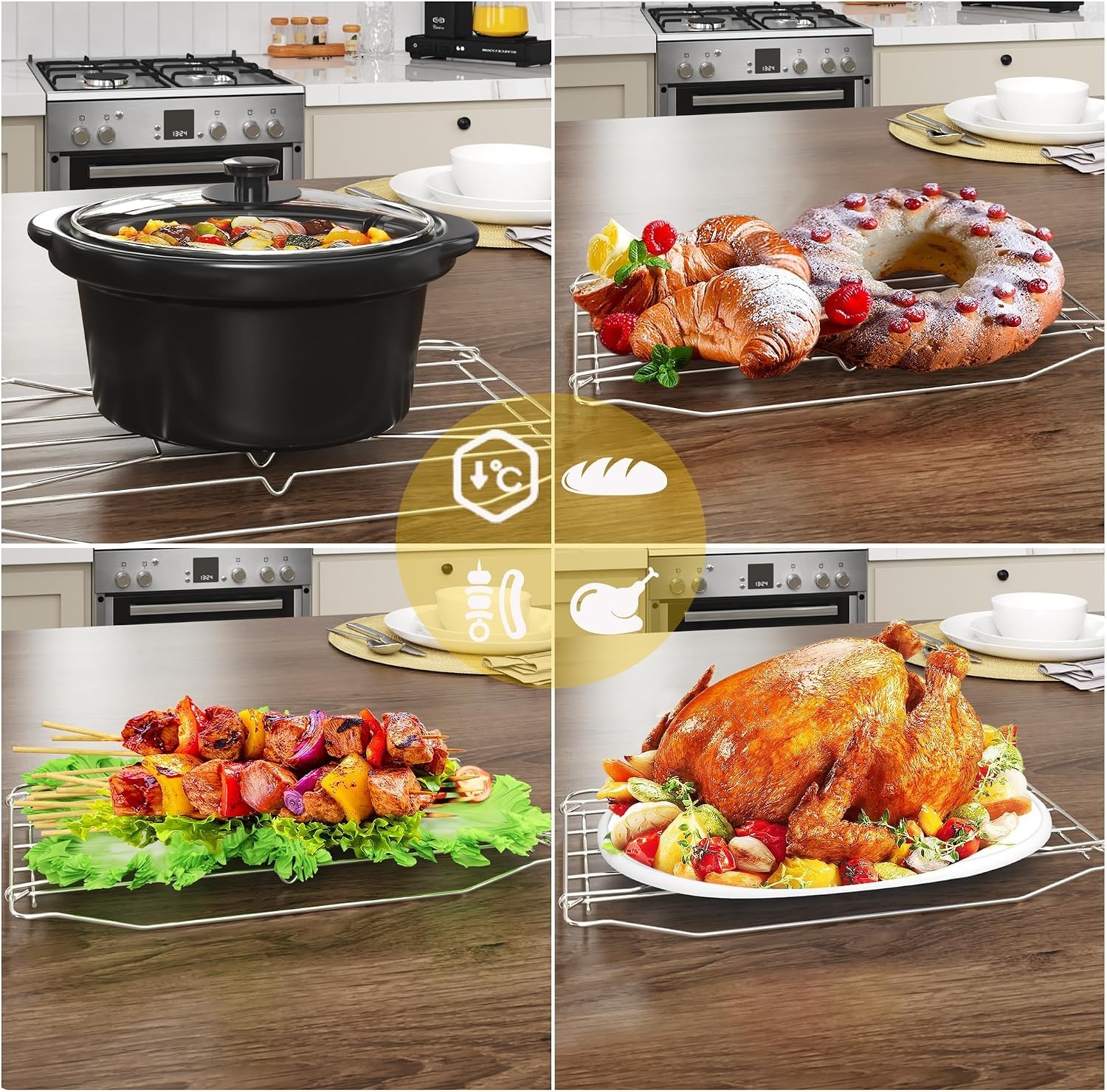 image:imageSunvivi Slow Cooker and Roaster Oven Double Slow Cooker Crock Food Warm Pot Triple Slow Cooker Buffet Servers and Warmer 26 Quart Electric Roaster OvenRed