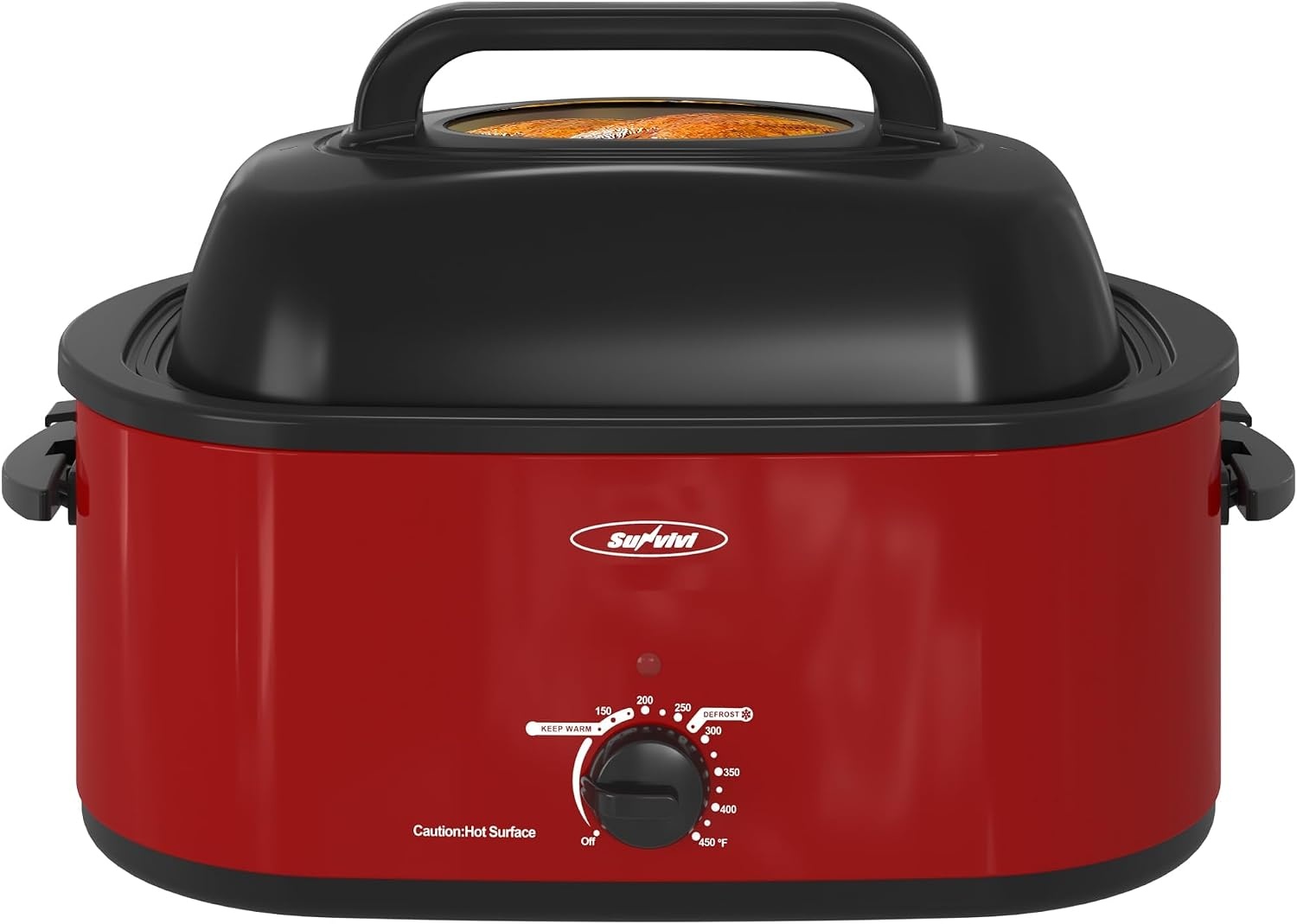 image:imageSunvivi Slow Cooker and Roaster Oven Double Slow Cooker Crock Food Warm Pot Triple Slow Cooker Buffet Servers and Warmer 26 Quart Electric Roaster OvenRed