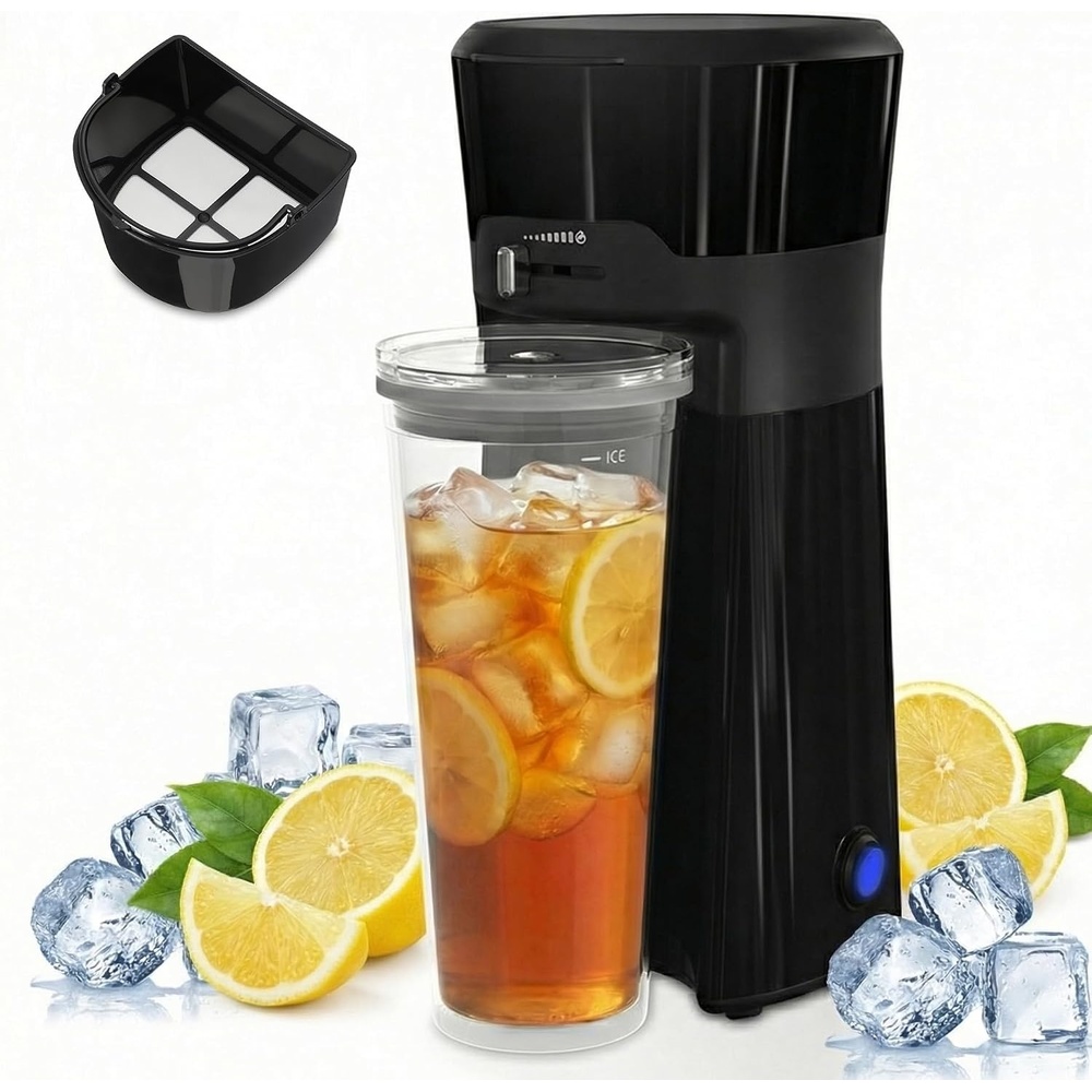 image:imageSUNVIVI 20 Oz Iced Tea Maker for Ground Coffee Cold Brew Coffee Maker with Reusable Coffee Filter and Insulated Pitcher Single Serve Machine for Home Strength Control for Flavor Black20 Oz
