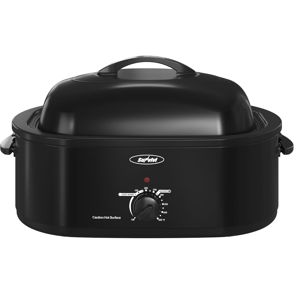 image:imageSUNVIVI OUTDOOR 18 QT Electric Roaster Oven with Viewing LidTurkey Roaster with Unique DefrostWarm FunctionLarge Removable Pan and CoolTouch Handles Stainless Steel WhiteBlack