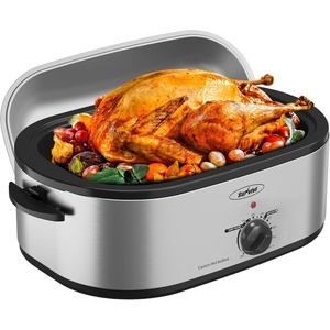 image:image22Quart Electric Roaster Oven with Removable Pan and SelfBasting Lid Perfect for Turkey Roasting with Temperature Control from 150 to 450F and CoolTouch HandlesBlackSilver