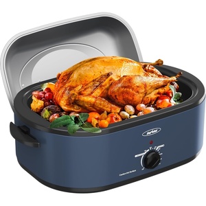image:image22Quart Electric Roaster Oven with Removable Pan and SelfBasting Lid Perfect for Turkey Roasting with Temperature Control from 150 to 450F and CoolTouch HandlesBlackBlue