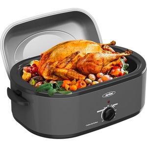 image:image22Quart Electric Roaster Oven with Removable Pan and SelfBasting Lid Perfect for Turkey Roasting with Temperature Control from 150 to 450F and CoolTouch HandlesBlackGrey