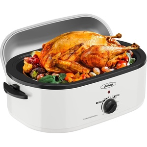 image:image22Quart Electric Roaster Oven with Removable Pan and SelfBasting Lid Perfect for Turkey Roasting with Temperature Control from 150 to 450F and CoolTouch HandlesBlackWhite