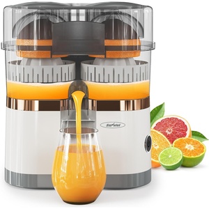image:imageDualHead Electric Citrus Juicer Plugin Model Juicer Machine with Cleaning Brush Portable Lemon Squeezer for Fresh Orange Lemon Lime Kiwi Grapefruit Easy to CleanampUseGray