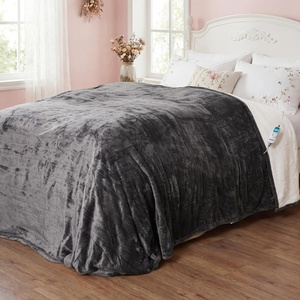 image:imageSUNVIVI Heated Electric Blanket Queen Size Dual Control 10 Heat Settings 12 Hours Auto Off Machine Washable ETL Certified Overheating Protection Grey 84x90 InchGrey Flannel  White Sherpa