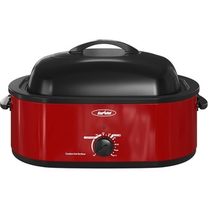 image:imageSUNVIVI OUTDOOR 18 QT Electric Roaster Oven with Viewing LidTurkey Roaster with Unique DefrostWarm FunctionLarge Removable Pan and CoolTouch Handles Stainless Steel WhiteRed