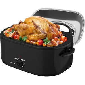 image:imageSUNVIVIPRO Roaster Oven 28 Quart Electric Turkey Roaster with SelfBasting Lid Removable Pan amp Rack Variable Temp Control Stainless Steel GreyBlack