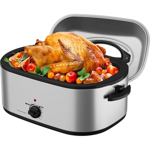 image:imageSUNVIVIPRO Roaster Oven 28 Quart Electric Turkey Roaster with SelfBasting Lid Removable Pan amp Rack Variable Temp Control Stainless Steel GreySilver