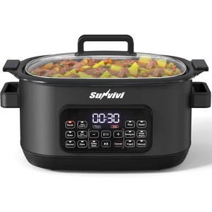 image:imageSunvivi 12in1 Multi Cooker 65QT Programmable Slow Cooker with Timer amp Temp Control Auto Warm Setting Delay Start Dishwasher Safe Lid amp Removable Nonstick Crock Stainless Steel Rack SliverBlack