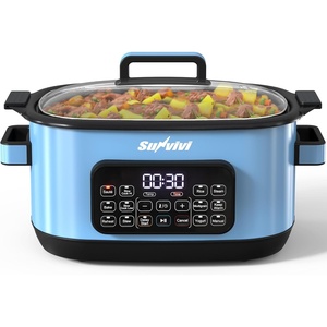 image:imageSunvivi 12in1 Multi Cooker 65QT Programmable Slow Cooker with Timer amp Temp Control Auto Warm Setting Delay Start Dishwasher Safe Lid amp Removable Nonstick Crock Stainless Steel Rack SliverBlue