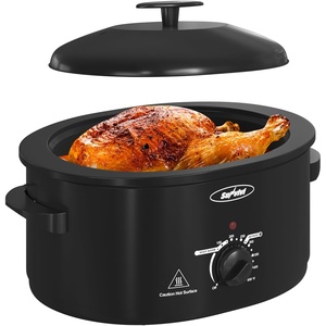 image:imageSunvivi 20Quart Roaster Oven with SelfBasting Lid Electric Turkey Roaster Oven with Removable Pan and Rack Stainless Steel BlackBlack