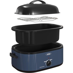 image:imageSunvivi 20Quart Roaster Oven with SelfBasting Lid Electric Turkey Roaster Oven with Removable Pan and Rack Stainless Steel BlackBlue