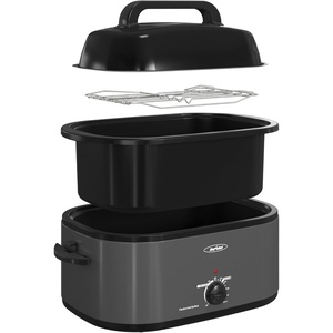 image:imageSunvivi 28 Quart Electric Roaster Oven Turkey Roaster with Lid Electric Roasters with Removable Pan Large RoasterVisible amp Selfbasting Lid Fast Heating amp Thawwarming SettingSilverGrey