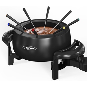 image:imageSunvivi 3 Quart Electric Fondue Pot Set for Melting Chocolate Cheese with Adjustable Temperature Control and 8 ColorCoded Forks 1000W NonStick Fondue Maker for Dessert Oil and Broth