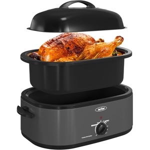image:imageSunvivi Electric Roaster18 Quart Roasting Oven with SelfBasting Lid Removable PanTurkey Roaster Oven with 150 to 450F Temperature Control CoolTouch HandlesBlackGrey