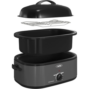 image:imageSunvivi Roaster Oven Electric Roaster Oven with Viewing Lid 28lb 24Quart Turkey Roaster with Unique DefrostWarm Function Large Roaster with Removable Pan amp Rack Stainless Steel WhiteGrey