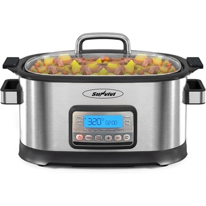 image:imageSunvivi Slow Cooker Roaster Oven 65 Quart 11 in 1 Programmable MultiCooker with Digital Timer Temp Control Keep Warm Removable Nonstick Pot amp DishwasherSafe Glass Lid Sliver