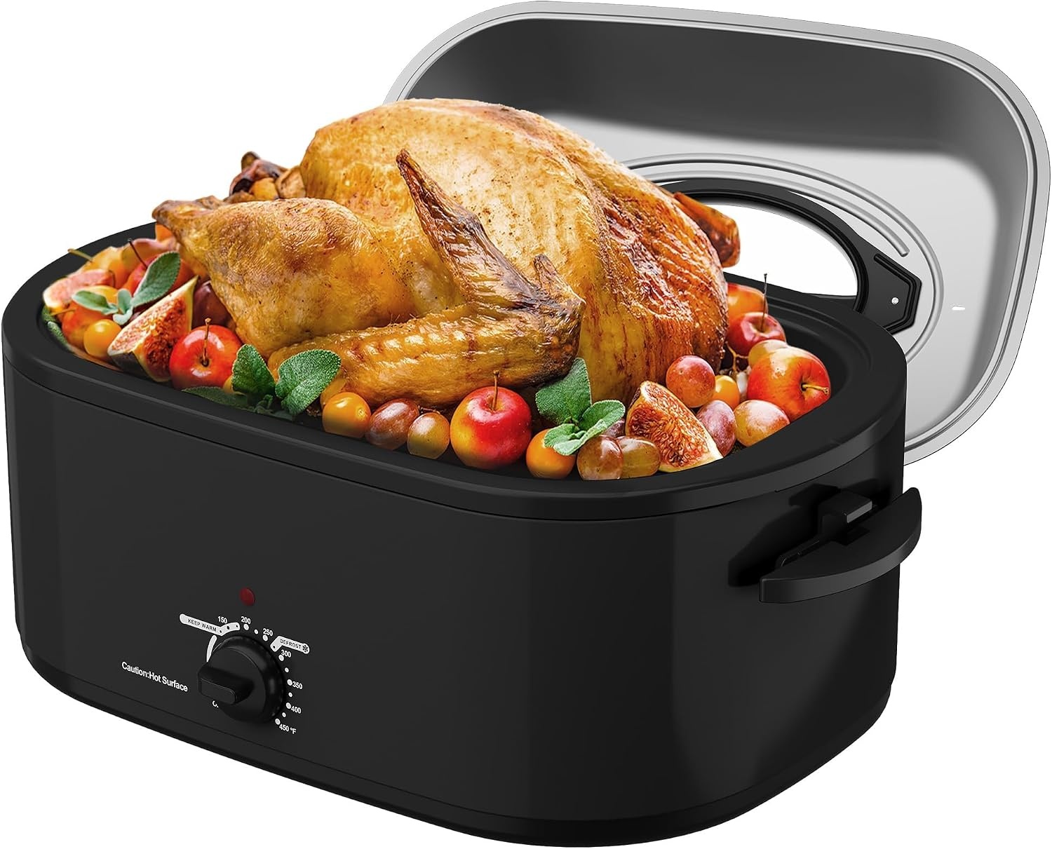 image:imageSunvivi Electric Roaster 24 Quart Electric Roaster Oven with SelfBasting Lid Turkey Roaster Oven Buffet with Removable Pan CoolTouch Handles BlackBlack